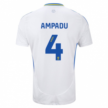 Kandiny Dames Ethan Ampadu #4 Wit Blauw Thuisshirt Thuistenue 2024/25 T-Shirt