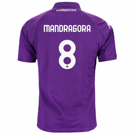 Kandiny Dames Rolando Mandragora #8 Paars Thuisshirt Thuistenue 2024/25 T-Shirt