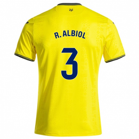 Kandiny Dames Raúl Albiol #3 Geel Zwart Thuisshirt Thuistenue 2024/25 T-Shirt