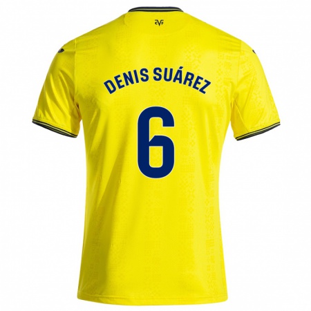 Kandiny Mujer Camiseta Denis Suárez #6 Amarillo Negro 1ª Equipación 2024/25 La Camisa