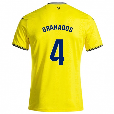 Kandiny Dames Carlos Granados #4 Geel Zwart Thuisshirt Thuistenue 2024/25 T-Shirt België