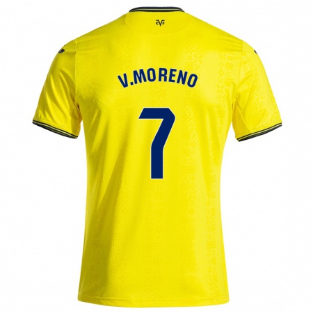 Kandiny Dames Víctor Moreno #7 Geel Zwart Thuisshirt Thuistenue 2024/25 T-Shirt