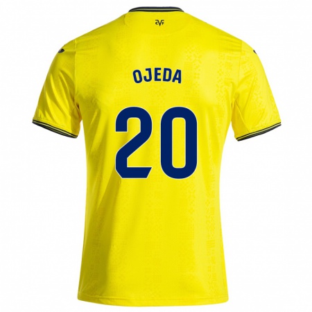 Kandiny Dames Thiago Ojeda #20 Geel Zwart Thuisshirt Thuistenue 2024/25 T-Shirt