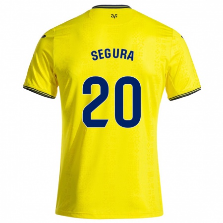 Kandiny Mujer Camiseta Carlos Segura #20 Amarillo Negro 1ª Equipación 2024/25 La Camisa