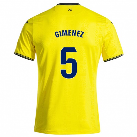 Kandiny Mujer Camiseta Yenifer Giménez #5 Amarillo Negro 1ª Equipación 2024/25 La Camisa