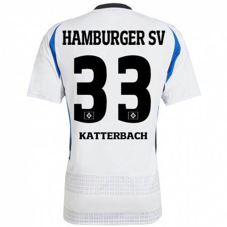 Kandiny Dames Noah Katterbach #33 Wit Blauw Thuisshirt Thuistenue 2024/25 T-Shirt