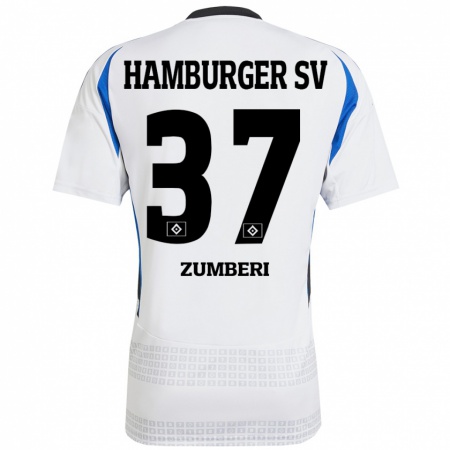 Kandiny Dames Valon Zumberi #37 Wit Blauw Thuisshirt Thuistenue 2024/25 T-Shirt