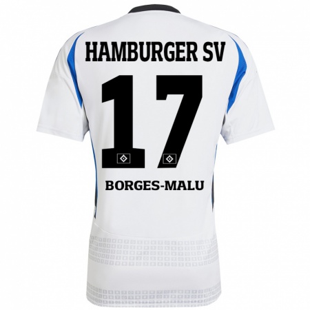 Kandiny Dames Louis Borges-Malu #17 Wit Blauw Thuisshirt Thuistenue 2024/25 T-Shirt