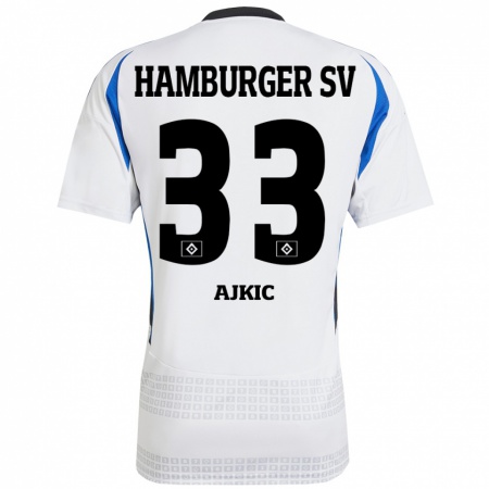 Kandiny Dames Selim Ajkic #33 Wit Blauw Thuisshirt Thuistenue 2024/25 T-Shirt