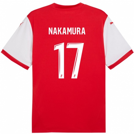 Kandiny Dames Keito Nakamura #17 Rood Wit Thuisshirt Thuistenue 2024/25 T-Shirt