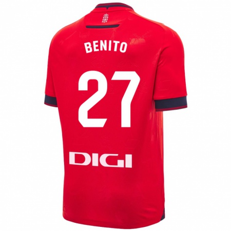 Kandiny Donna Maglia Iker Benito #27 Rosso Bianco Kit Gara Home 2024/25 Maglietta