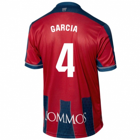 Kandiny Dames Nacho García #4 Rood Blauw Thuisshirt Thuistenue 2024/25 T-Shirt