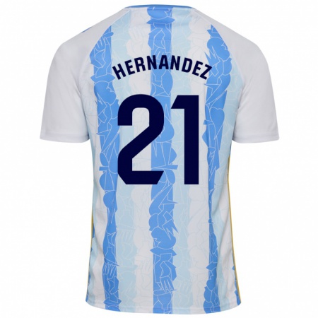 Kandiny Dames Juan Hernández #21 Wit Blauw Thuisshirt Thuistenue 2024/25 T-Shirt