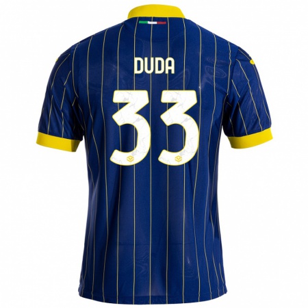 Kandiny Dames Ondrej Duda #33 Blauw Geel Thuisshirt Thuistenue 2024/25 T-Shirt