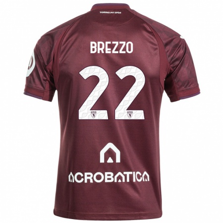 Kandiny Dames Matteo Brezzo #22 Kastanjebruin Wit Thuisshirt Thuistenue 2024/25 T-Shirt