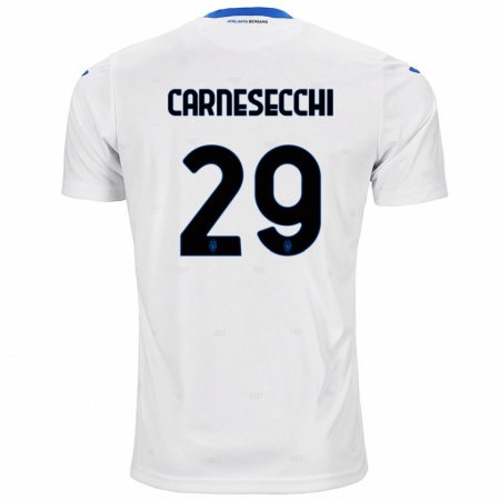 Kandiny Dames Marco Carnesecchi #29 Wit Uitshirt Uittenue 2024/25 T-Shirt