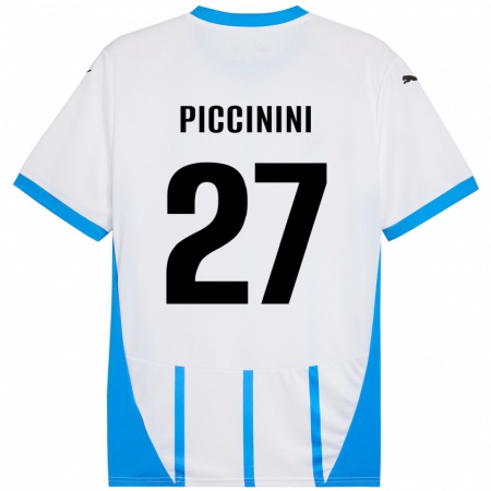 Kandiny Mujer Camiseta Stefano Piccinini #27 Blanco Azul 2ª Equipación 2024/25 La Camisa México