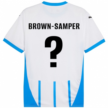 Kandiny Dames Isaac Brown-Samper #0 Wit Blauw Uitshirt Uittenue 2024/25 T-Shirt