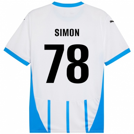 Kandiny Mujer Camiseta Bénédicte Simon #78 Blanco Azul 2ª Equipación 2024/25 La Camisa