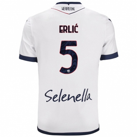 Kandiny Mujer Camiseta Martin Erlić #5 Blanco Azul Real 2ª Equipación 2024/25 La Camisa México