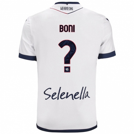 Kandiny Donna Maglia Mattia Boni #0 Bianco Blu Reale Kit Gara Away 2024/25 Maglietta