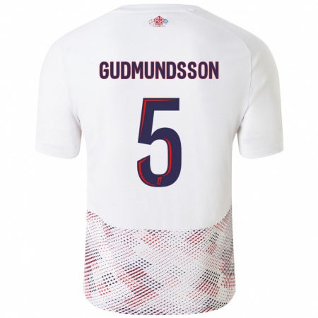 Kandiny Dames Gabriel Gudmundsson #5 Wit Koningsblauw Uitshirt Uittenue 2024/25 T-Shirt