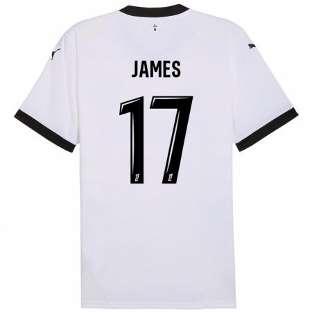 Kandiny Dames Jordan James #17 Wit Zwart Uitshirt Uittenue 2024/25 T-Shirt