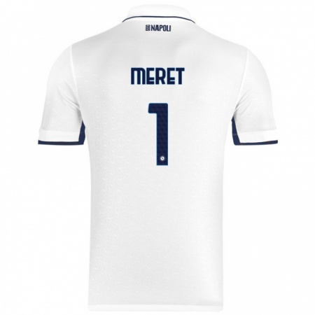 Kandiny Donna Maglia Alex Meret #1 Bianco Blu Reale Kit Gara Away 2024/25 Maglietta