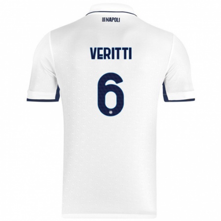 Kandiny Dames Federica Veritti #6 Wit Koningsblauw Uitshirt Uittenue 2024/25 T-Shirt