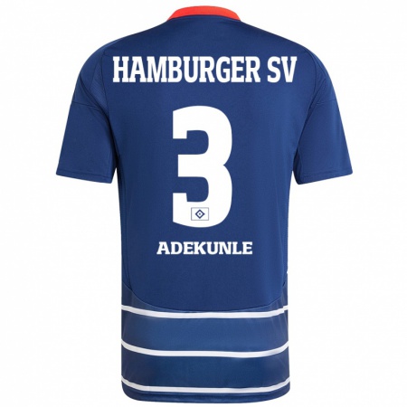 Kandiny Dames Noah Adekunle #3 Donkerblauw Uitshirt Uittenue 2024/25 T-Shirt