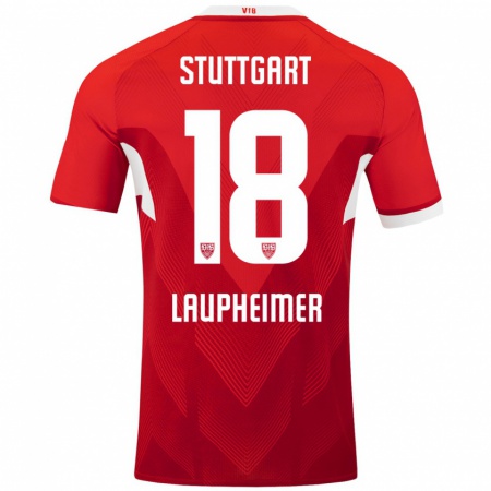 Kandiny Dames Lukas Laupheimer #18 Rood Wit Uitshirt Uittenue 2024/25 T-Shirt