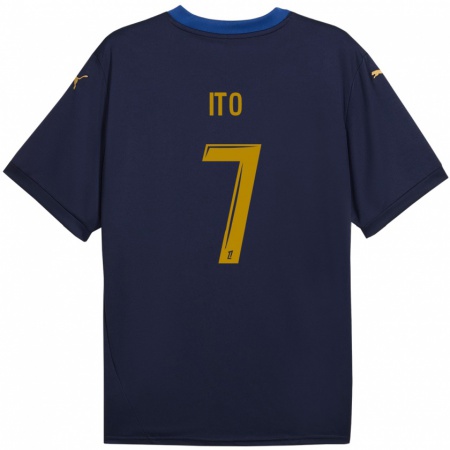 Kandiny Dames Junya Ito #7 Marineblauw Goud Uitshirt Uittenue 2024/25 T-Shirt