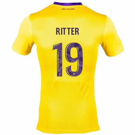 Kandiny Dames Morgane Ritter #19 Geel Paars Uitshirt Uittenue 2024/25 T-Shirt