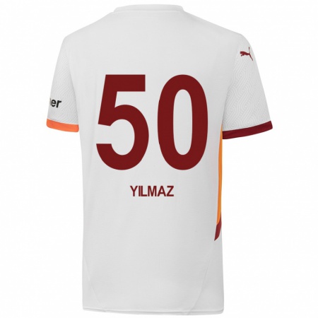 Kandiny Mujer Camiseta Jankat Yılmaz #50 Blanco Amarillo Rojo 2ª Equipación 2024/25 La Camisa