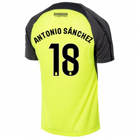 Kandiny Dames Antonio Sánchez #18 Fluorescerend Groen Zwart Uitshirt Uittenue 2024/25 T-Shirt