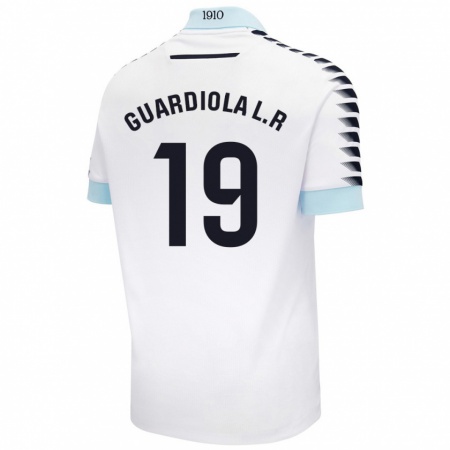 Kandiny Dames Sergi Guardiola #19 Wit Blauw Uitshirt Uittenue 2024/25 T-Shirt