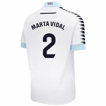 Kandiny Dames Marta Vidal Vela #2 Wit Blauw Uitshirt Uittenue 2024/25 T-Shirt