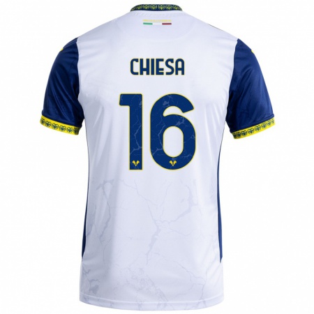 Kandiny Dames Mattia Chiesa #16 Witblauw Uitshirt Uittenue 2024/25 T-Shirt