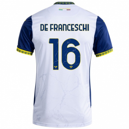 Kandiny Dames Edoardo De Franceschi #16 Witblauw Uitshirt Uittenue 2024/25 T-Shirt