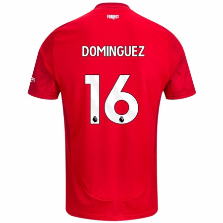 Kandiny Kinderen Nicolás Domínguez #16 Rood Wit Thuisshirt Thuistenue 2024/25 T-Shirt