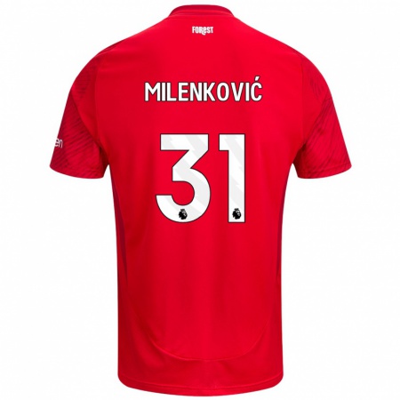 Kandiny Kinderen Nikola Milenković #31 Rood Wit Thuisshirt Thuistenue 2024/25 T-Shirt