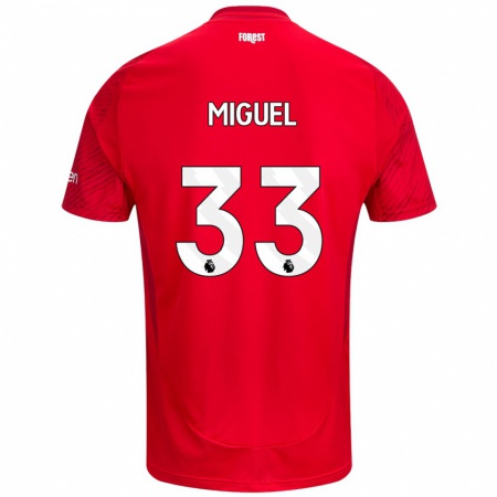 Kandiny Kinderen Carlos Miguel #33 Rood Wit Thuisshirt Thuistenue 2024/25 T-Shirt