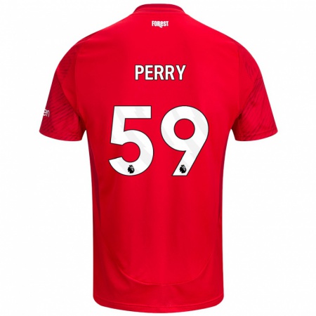 Kandiny Kinderen Ben Perry #59 Rood Wit Thuisshirt Thuistenue 2024/25 T-Shirt