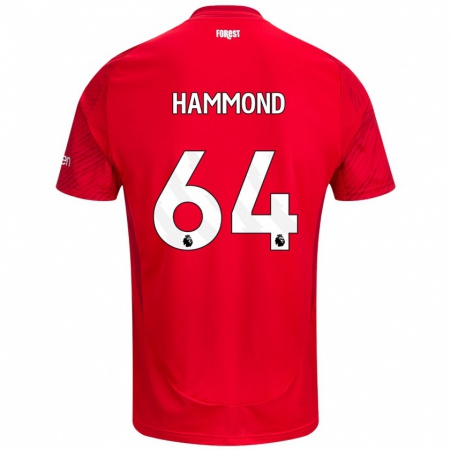 Kandiny Kinderen Ben Hammond #64 Rood Wit Thuisshirt Thuistenue 2024/25 T-Shirt