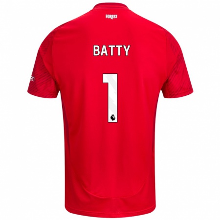 Kandiny Kinderen Emily Batty #1 Rood Wit Thuisshirt Thuistenue 2024/25 T-Shirt