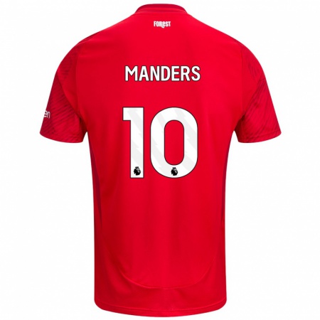 Kandiny Bambino Maglia Holly Manders #10 Rosso Bianco Kit Gara Home 2024/25 Maglietta