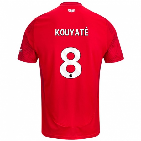 Kandiny Kinderen Cheikhou Kouyaté #8 Rood Wit Thuisshirt Thuistenue 2024/25 T-Shirt