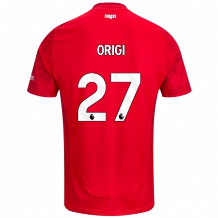 Kandiny Kinderen Divock Origi #27 Rood Wit Thuisshirt Thuistenue 2024/25 T-Shirt