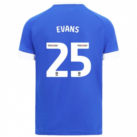 Kandiny Kinderen Kieron Evans #25 Hemelsblauw Thuisshirt Thuistenue 2024/25 T-Shirt