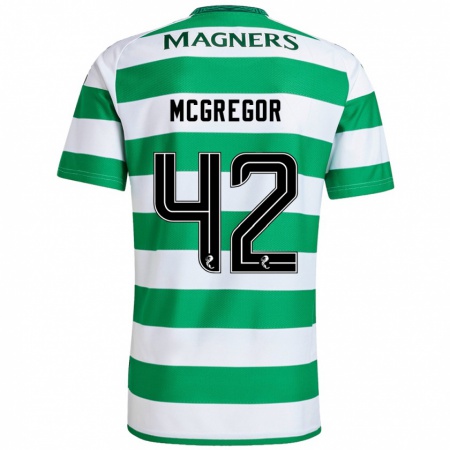 Kandiny Kinderen Callum Mcgregor #42 Groen Wit Thuisshirt Thuistenue 2024/25 T-Shirt